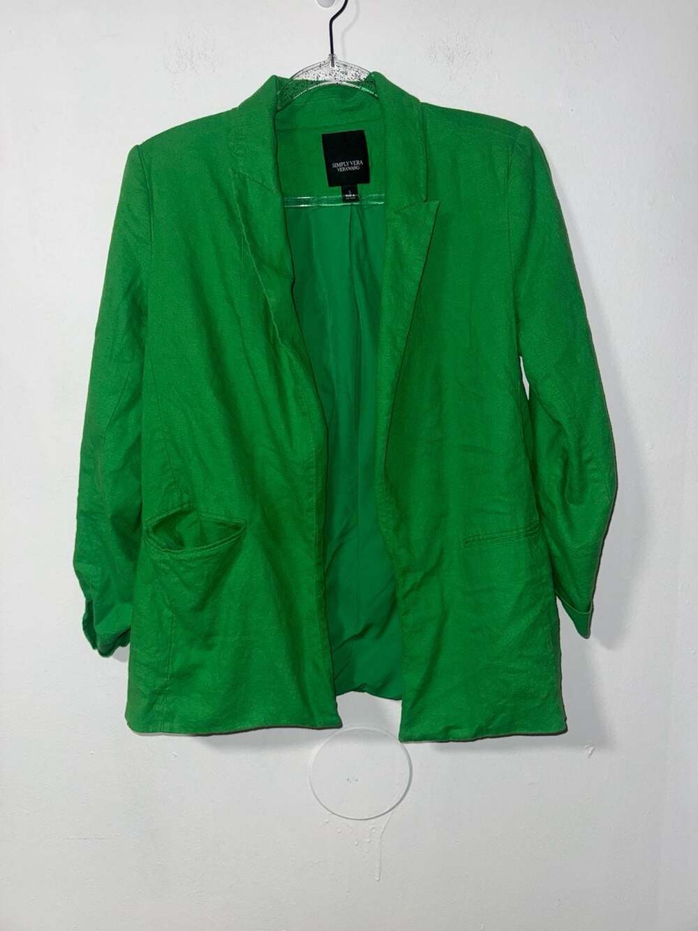 Simply Vera Vera Wang Green Blazer Jacket Size S